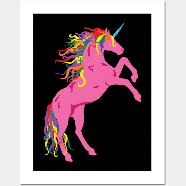 Rainbow Maned Pink Pride Unicorn Wall Art by PeregrinusCreative